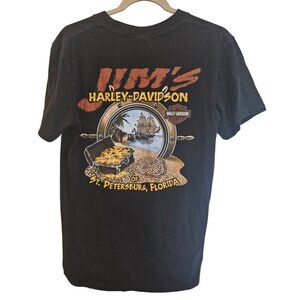 Harley Davidson T-Shirt Jims St. Petersburg Florida Black Size M 2011 Treasure